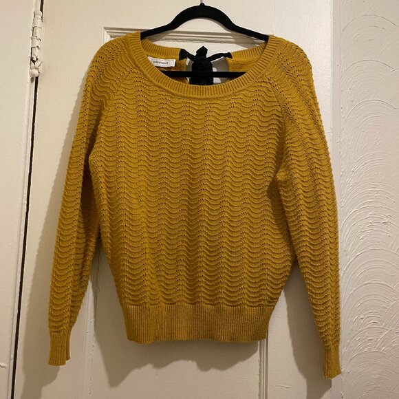 NWOT Like New Promod Mustard Scoop Neck Tie-Back Sweater Size S - Picture 1 of 5